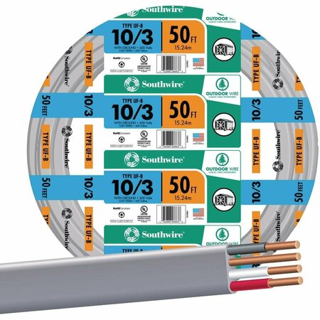 SOUTHWIRE 50 Ft. 10 AWG 3-Conductor UFW/G Electrical Wire 13059122